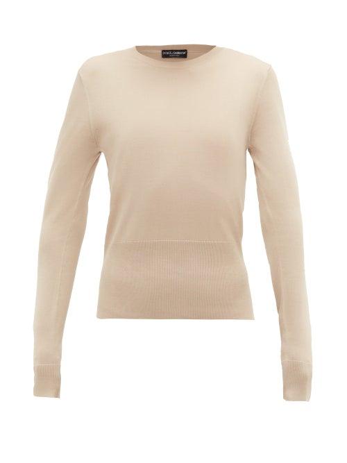 Matchesfashion.com Dolce & Gabbana - Silk-jersey Top - Womens - Beige