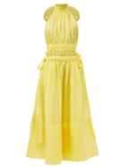Matchesfashion.com Zimmermann - Luminous Open-back Linen-blend Dress - Womens - Yellow