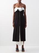 Proenza Schouler - Layered Strapless Crepe Midi Dress - Womens - Black White