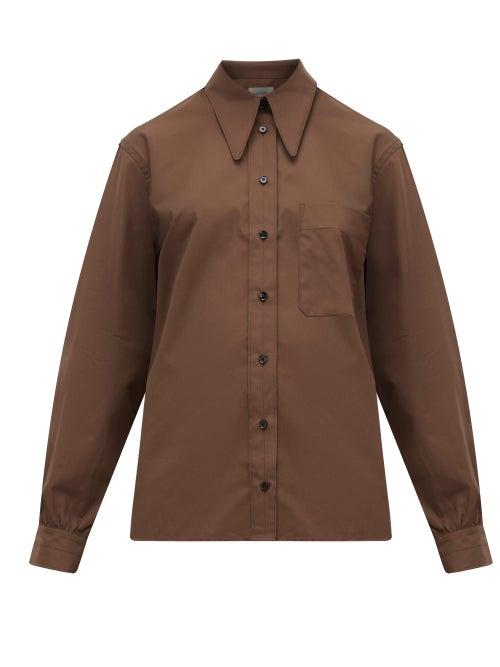 Matchesfashion.com Lemaire - Pointed Collar Cotton Shirt - Womens - Khaki