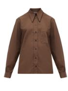 Matchesfashion.com Lemaire - Pointed Collar Cotton Shirt - Womens - Khaki