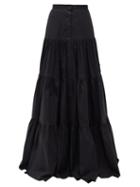 Matchesfashion.com Brock Collection - Tiered Cotton-blend Skirt - Womens - Black