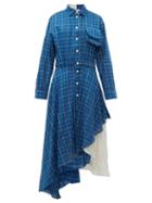 Matchesfashion.com Natasha Zinko - Layered Checked Dress - Womens - Blue Multi