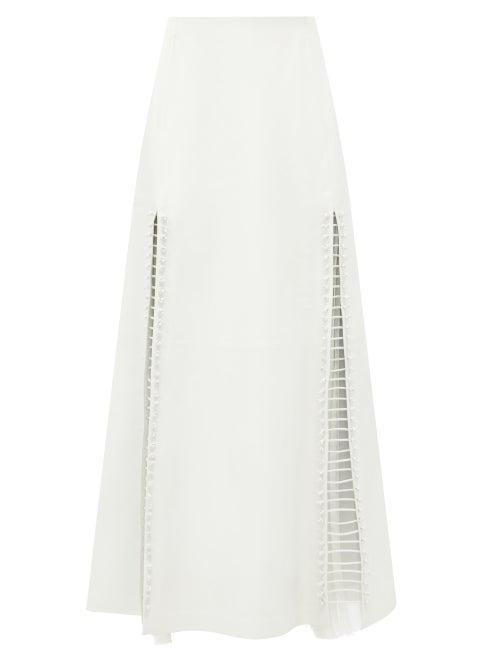 Matchesfashion.com Gabriela Hearst - Jackie A-line Leather Skirt - Womens - White