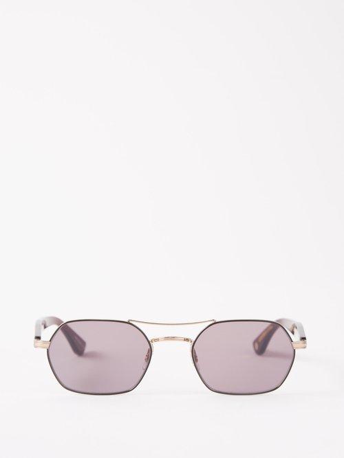 Garrett Leight - Goldie Aviator Metal And Acetate Sunglasses - Mens - Violet