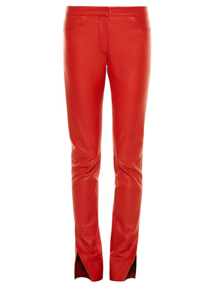 Loewe Mid-rise Slit-hem Leather Trousers
