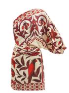 Johanna Ortiz - Azucar Avenue One-shoulder Printed Silk Mini Dress - Womens - Red Multi