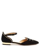 Charlotte Olympia Mid-century Kitty D'orsay Suede Flats