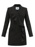 Matchesfashion.com Msgm - Double-breasted Ruffled Tuxedo Dress - Womens - Black
