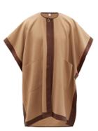 Matchesfashion.com Burberry - Pycombe Leather-trimmed Cashmere Cape - Womens - Camel