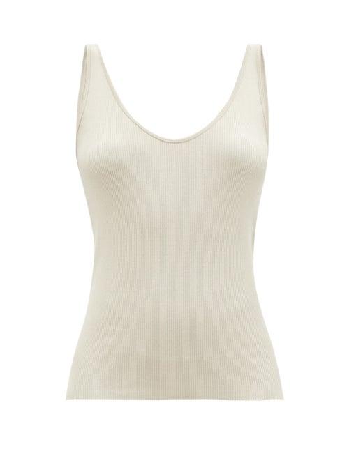 Matchesfashion.com Co - Scoop-neck Ribbed-silk Tank Top - Womens - Light Brown