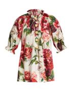Dolce & Gabbana Peony And Rose-print Cotton-poplin Top