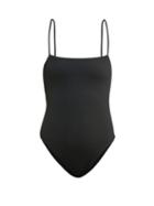 Matchesfashion.com Dos Gardenias - Leo Square Neck Jersey Swimsuit - Womens - Black