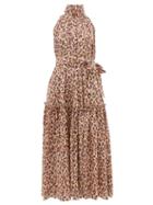 Matchesfashion.com Zimmermann - Super Eight High-neck Leopard-print Midi Dress - Womens - Leopard