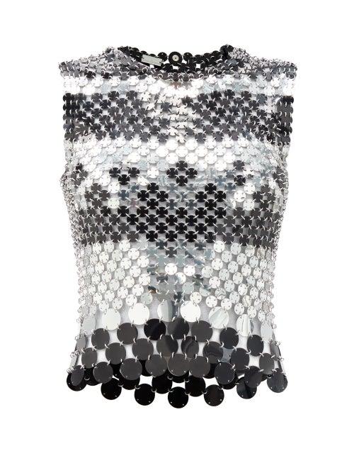 Matchesfashion.com Paco Rabanne - Sequinned Chainmail Top - Womens - Black Silver