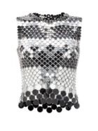 Matchesfashion.com Paco Rabanne - Sequinned Chainmail Top - Womens - Black Silver