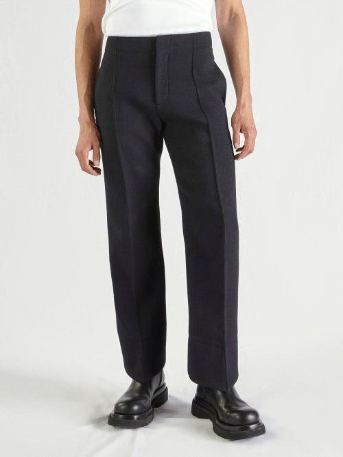Bottega Veneta - High-rise Double-faced Trousers - Mens - Black Blue
