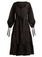 Matchesfashion.com Proenza Schouler - Belted Tiered Cotton Midi Dress - Womens - Black