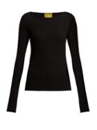 Matchesfashion.com Albus Lumen - Boat Neck Ribbed Cotton Blend Top - Womens - Black