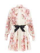 Matchesfashion.com Giambattista Valli - High-neck Floral-print Silk-georgette Dress - Womens - Beige Multi