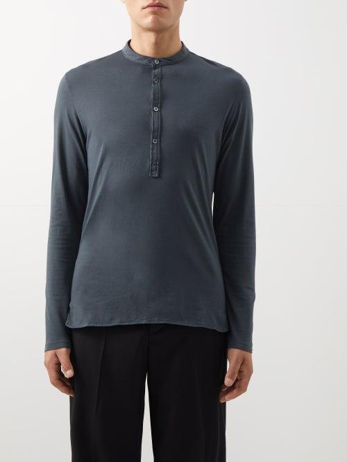 Barena Venezia - Nalin Cotton-jersey Henley Top - Mens - Black