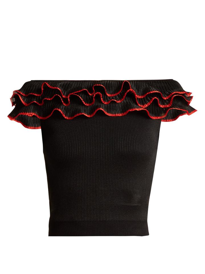 Alexander Mcqueen Ruffle-detailed Off-the-shoulder Top