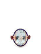 Matchesfashion.com Selim Mouzannar - 18kt Rose Gold Aquamarine, Spinel & Enamel Ring - Womens - Green