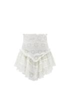 Isabel Marant - Diva Dip-hem Broderie-anglaise Cotton-blend Skirt - Womens - White