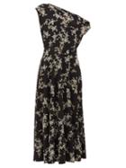 Matchesfashion.com Norma Kamali - Off The Shoulder Floral Print Midi Dress - Womens - Black Print