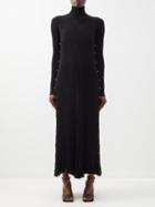 Bottega Veneta - Beaded-cutout Pliss Jersey Maxi Dress - Womens - Black