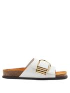 Khaite - Thompson Leather Flat Sandals - Womens - White