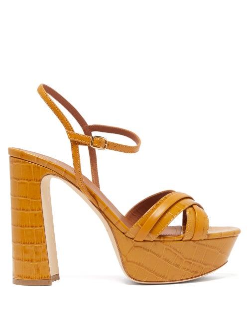 Matchesfashion.com Malone Souliers - Mila Crocodile-effect Leather Platform Sandals - Womens - Tan