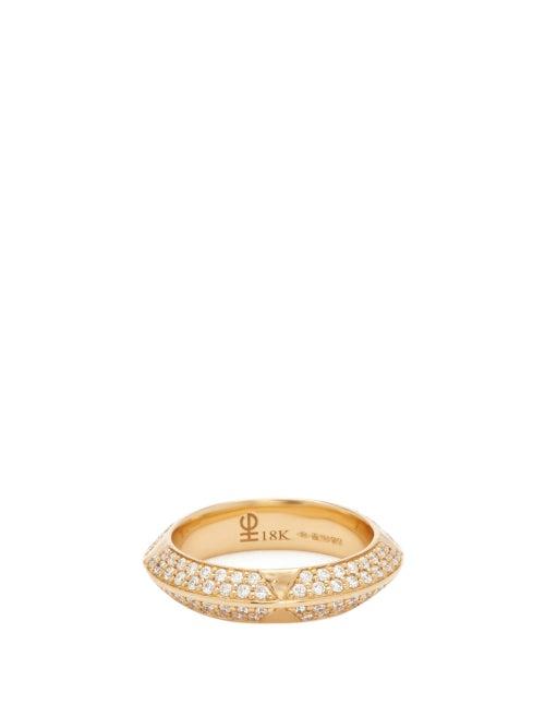 Matchesfashion.com Harwell Godfrey - Rosa Diamond Pav & 18kt Gold Ring - Womens - Gold Multi
