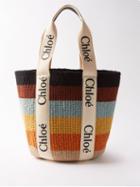 Chlo - Woody Striped-raffia Basket Bag - Womens - Multi