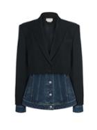 Alexander Mcqueen - Denim-panelled Single-breasted Twill Jacket - Womens - Black