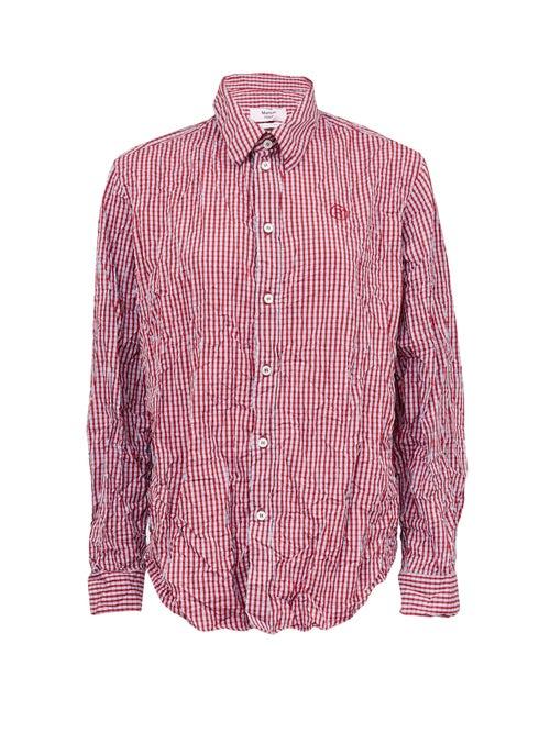 Matchesfashion.com Martine Rose - Logo-embroidered Crinkled Checked Shirt - Womens - Red Multi