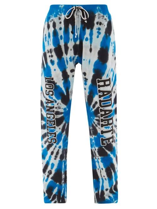 Radarte - Logo-print Tie-dye Cotton-jersey Track Pants - Womens - Blue Multi