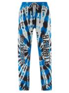 Radarte - Logo-print Tie-dye Cotton-jersey Track Pants - Womens - Blue Multi