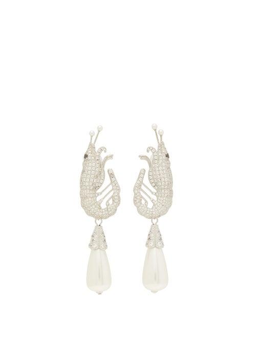 Matchesfashion.com Shrimps - Shrimp Crystal And Faux-pearl Clip Earrings - Womens - Crystal