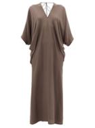 Matchesfashion.com Thea - The Chara Dolman-sleeve Silk-satin Maxi Dress - Womens - Grey