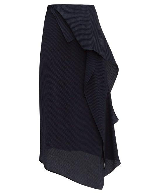 Matchesfashion.com Roland Mouret - Courtown Draped Silk Midi Skirt - Womens - Navy