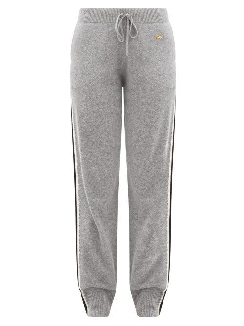 Matchesfashion.com Bella Freud - Suzuka Side-stripe Cashmere-blend Track Pants - Womens - Grey