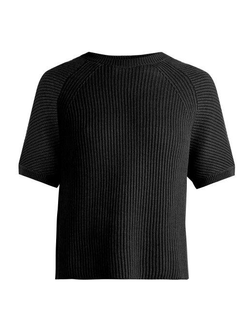 Matchesfashion.com Weekend Max Mara - Crossed Back Cotton And Wool Blend Sweater - Womens - Black