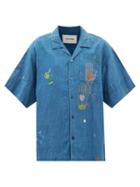 Story Mfg. - Greetings Organic Cotton-blend Short-sleeve Shirt - Womens - Blue Multi