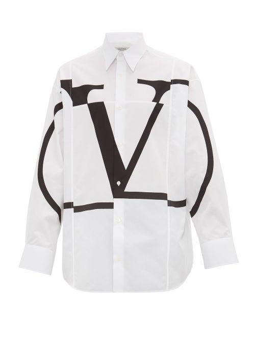 Matchesfashion.com Valentino - V Logo Cotton Shirt - Mens - White
