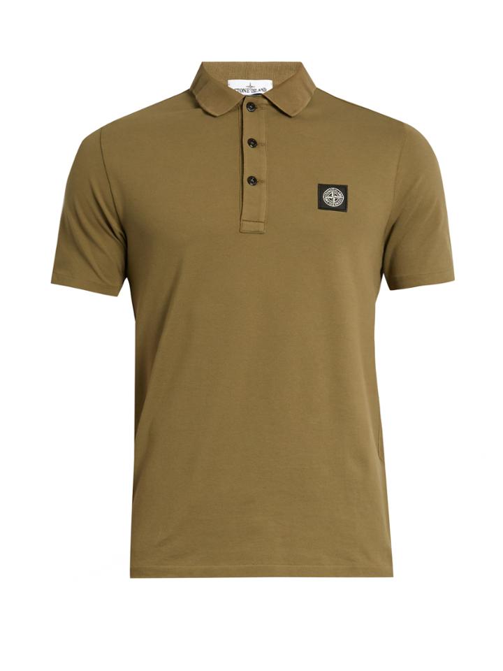 Stone Island Logo-patch Cotton Polo Shirt