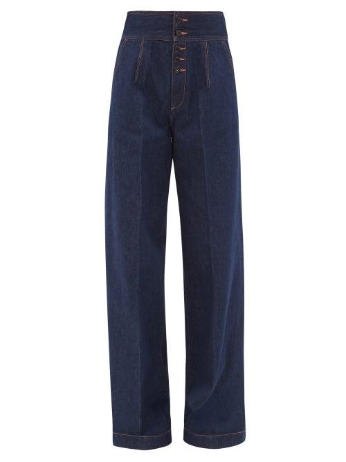 Matchesfashion.com Made In Tomboy - Felisa High-rise Wide-leg Jeans - Womens - Dark Denim
