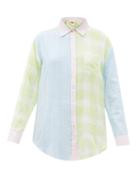 Matchesfashion.com Solid & Striped - The Oxford Patchwork Checked Cotton-muslin Shirt - Womens - Green Multi