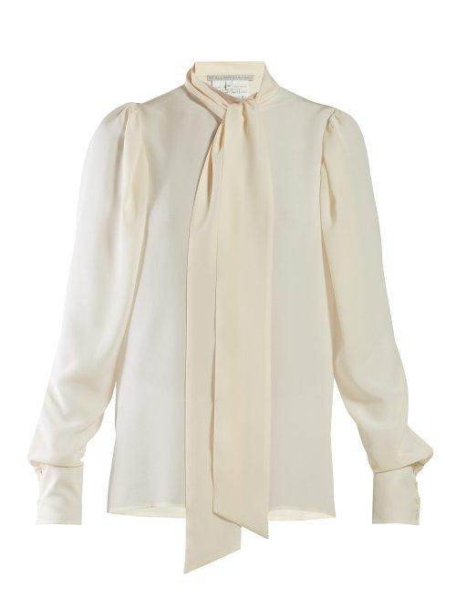 Matchesfashion.com Stella Mccartney - Pussy Bow Georgette Blouse - Womens - Ivory