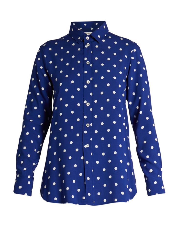 Saint Laurent Polka-dot Print Viscose Crepe De Chine Shirt